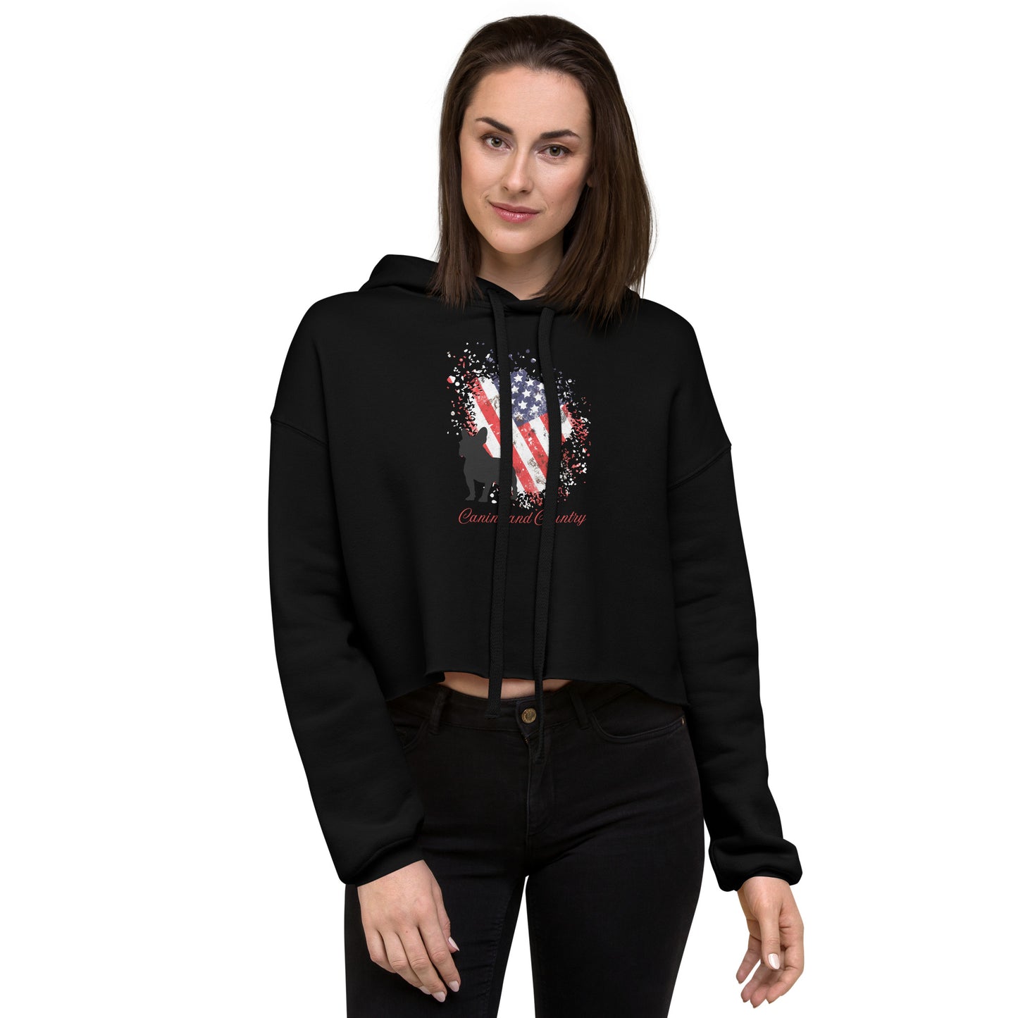 Frenchie Canine and Country Ladies Crop Hoodie