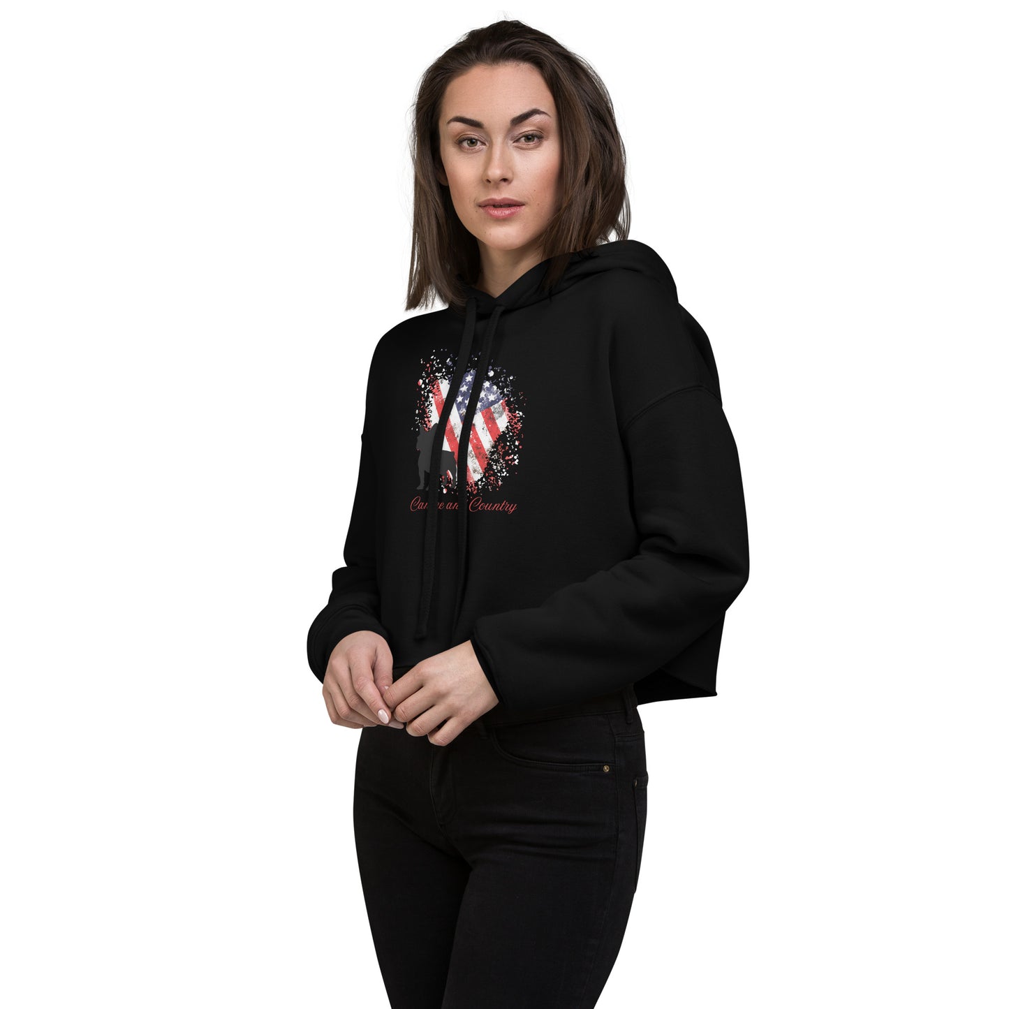 Frenchie Canine and Country Ladies Crop Hoodie