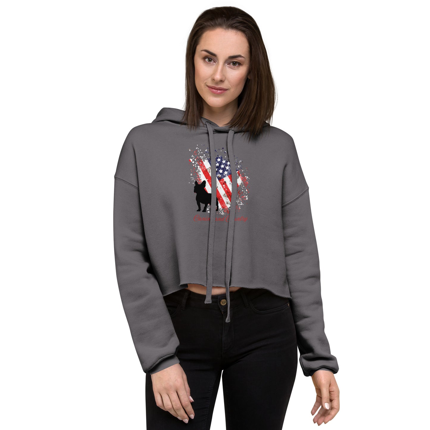 Frenchie Canine and Country Ladies Crop Hoodie