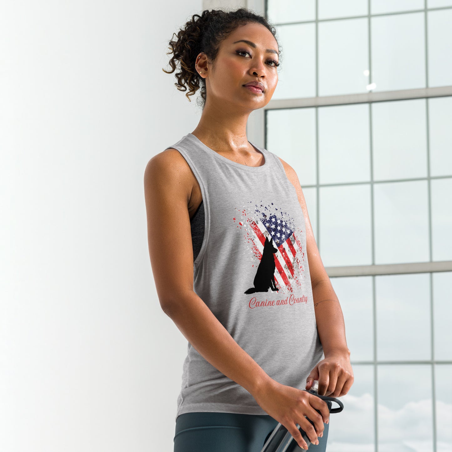 German Shepherd Canine and Country Ladies’ Muscle Tank