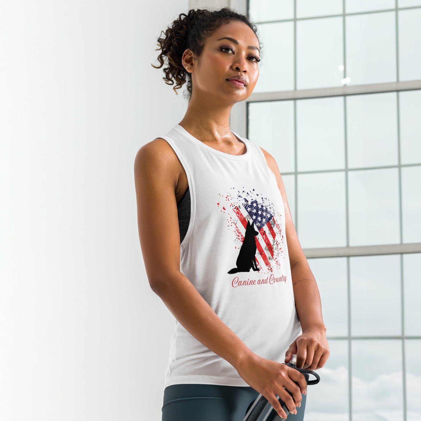 German Shepherd Canine and Country Ladies’ Muscle Tank